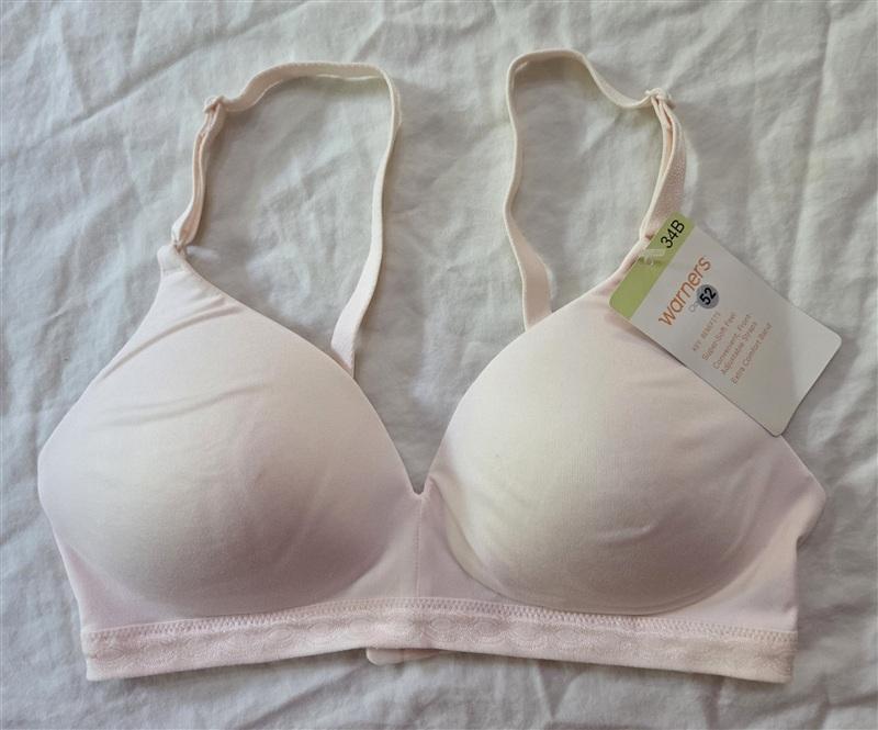 NWT Warner Bra 34B Cloud 9 Full-Coverage Wire-Free Contour Bra 1269 Peach 134819