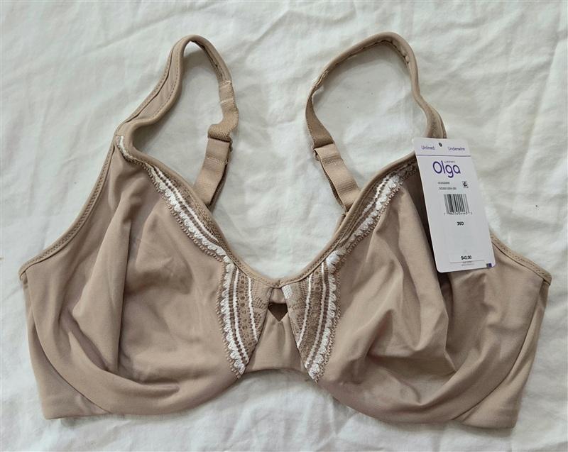 NWT Olga 36D Butterfly Effect Minimizer Bra 35912 Beige 134824