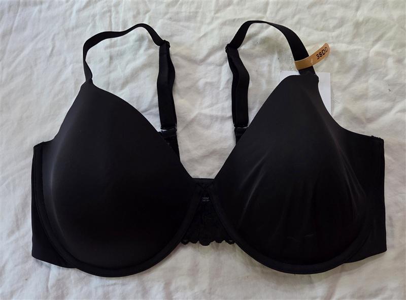NWT Maidenform 38DD Pure Genius 7549 Extra Coverage Bra with Lace Black 134825