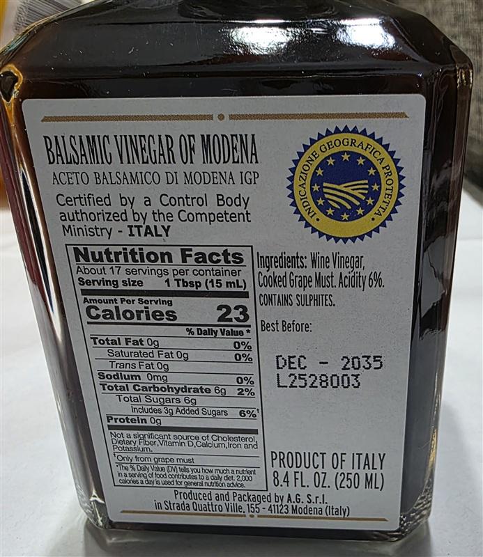 NWT Via Farini Acetaia Balsamic Vinegar of Modena Red Label 134870