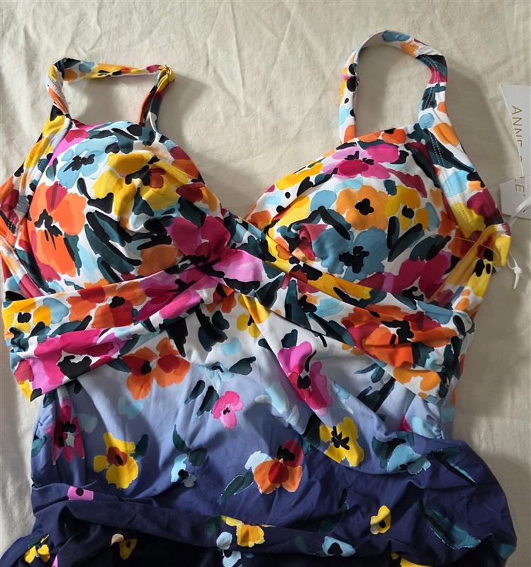 NWOT Anne Cole 18W Twist Front 1PC Swimsuit Floral 134872