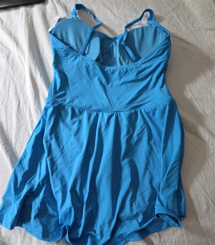 NWT Carmen Marc Valvo 16 Blue Swim Dress 1PC Swimsuit 134873