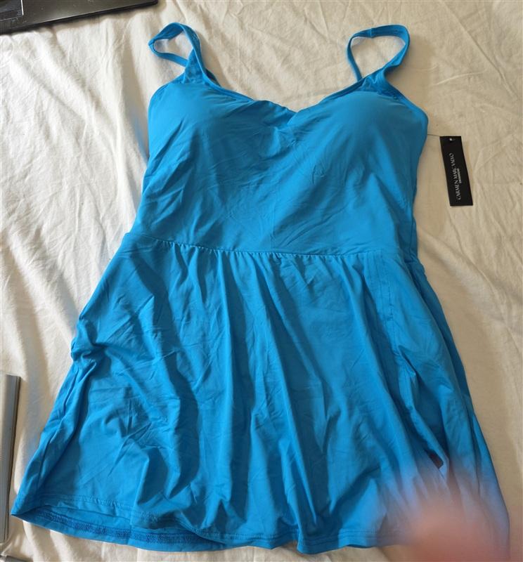 NWT Carmen Marc Valvo 16 Blue Swim Dress 1PC Swimsuit 134873
