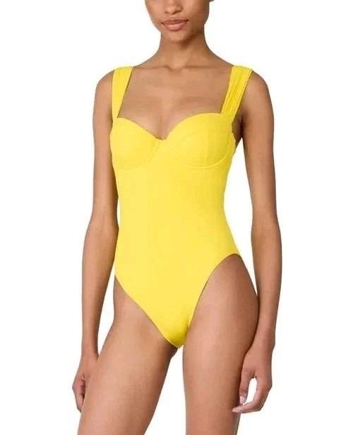 NWOT Kate Spade M Shirred Strap One-Piece Donovan Swimsuit Yellow 134874