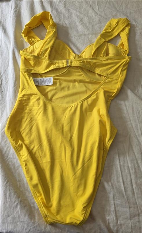 NWOT Kate Spade M Shirred Strap One-Piece Donovan Swimsuit Yellow 134874