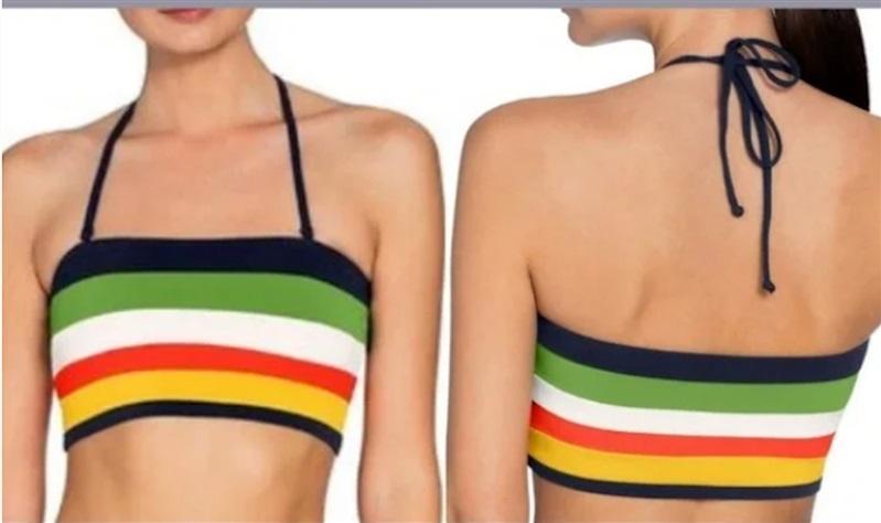 NWT Robin Piccone S Casey Color Block Banded Bikini Top 134878