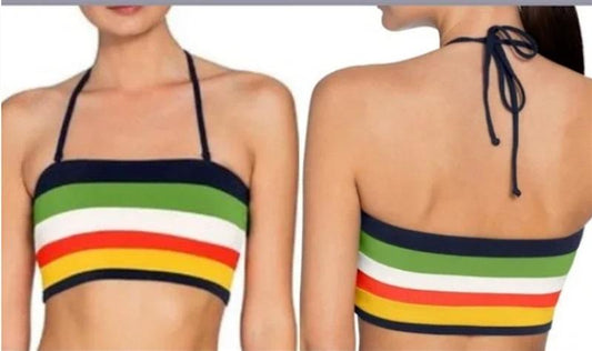 NWT Robin Piccone S Casey Color Block Banded Bikini Top 134878