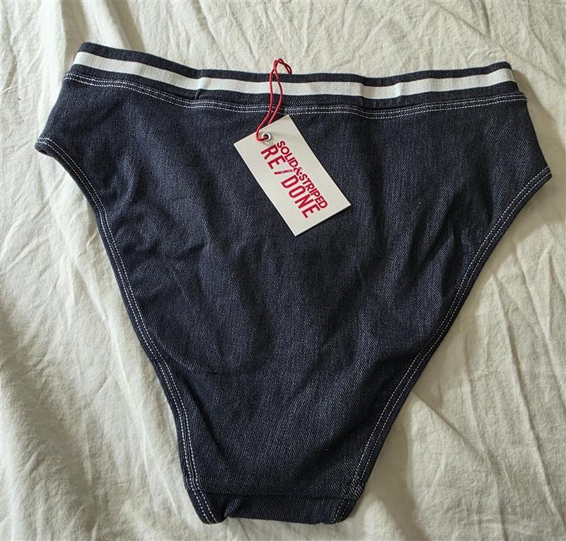 NWT Solid & Striped M RE/DONE Hi Waist Denim Look Swim Bottom Bikini 134882