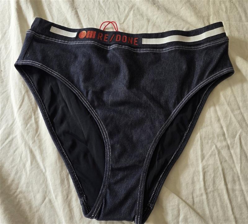 NWT Solid & Striped M RE/DONE Hi Waist Denim Look Swim Bottom Bikini 134882