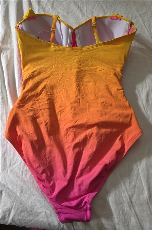NWT Bleu Rod Beattie 12Beat the Heat Bandeau Rainbow Ombre 1pc Swimsuit 134886