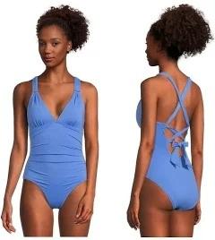 NWT Tommy Bahama 10 Novelty Pearl V Neck 1PC Paradiso Blue Swimsuit 134888
