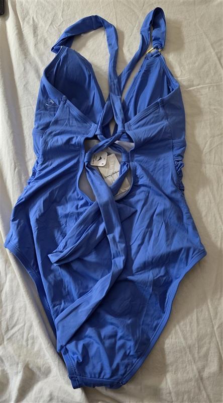 NWT Tommy Bahama 10 Novelty Pearl V Neck 1PC Paradiso Blue Swimsuit 134888