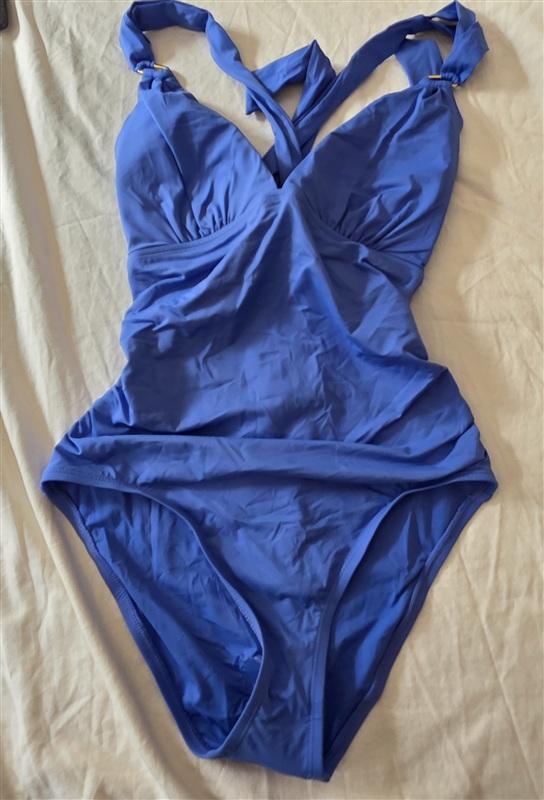 NWT Tommy Bahama 10 Novelty Pearl V Neck 1PC Paradiso Blue Swimsuit 134888