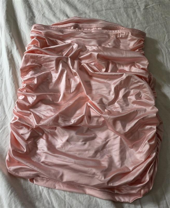 NWOT Good American 3 or L Pnk Satin Ruched Tube Top 134891