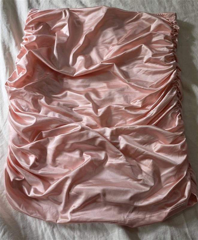 NWOT Good American 3 or L Pnk Satin Ruched Tube Top 134891