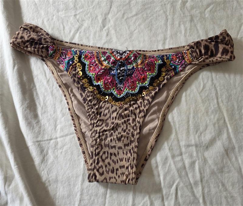 NWT Pilyq M Raj Embroidered Beaded Fanned Teeny Bikini Swim Bottom 134902
