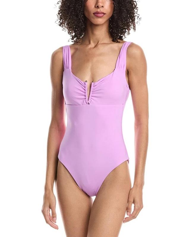 NWOT BECCA M Color Code V Wire Neck 1PC Swimsuit Purple 134905