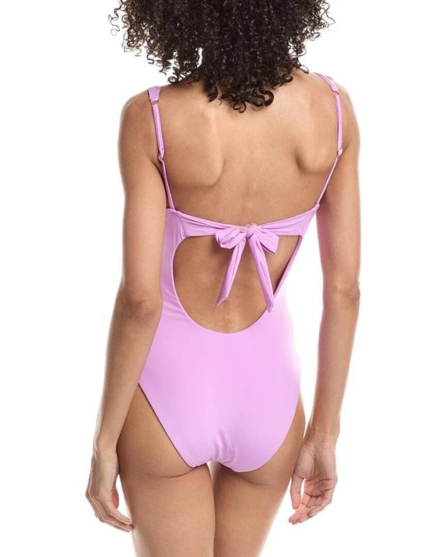 NWOT BECCA M Color Code V Wire Neck 1PC Swimsuit Purple 134905
