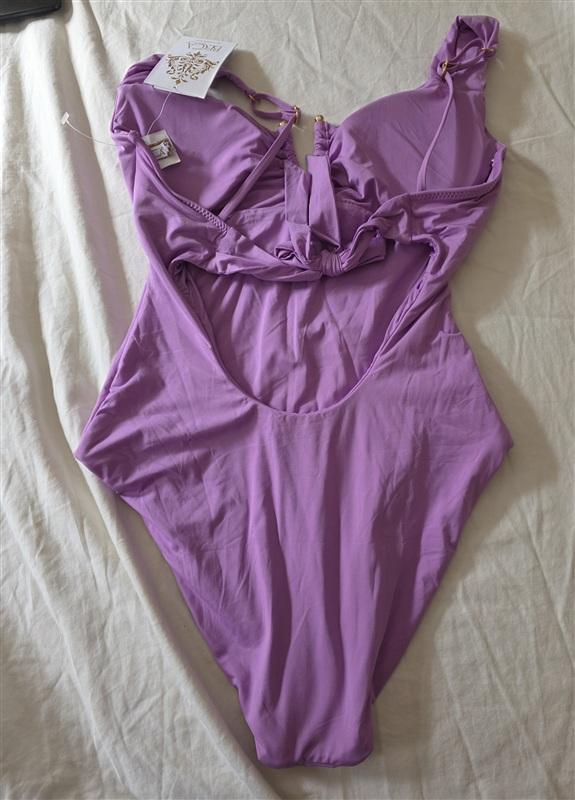 NWOT BECCA M Color Code V Wire Neck 1PC Swimsuit Purple 134905