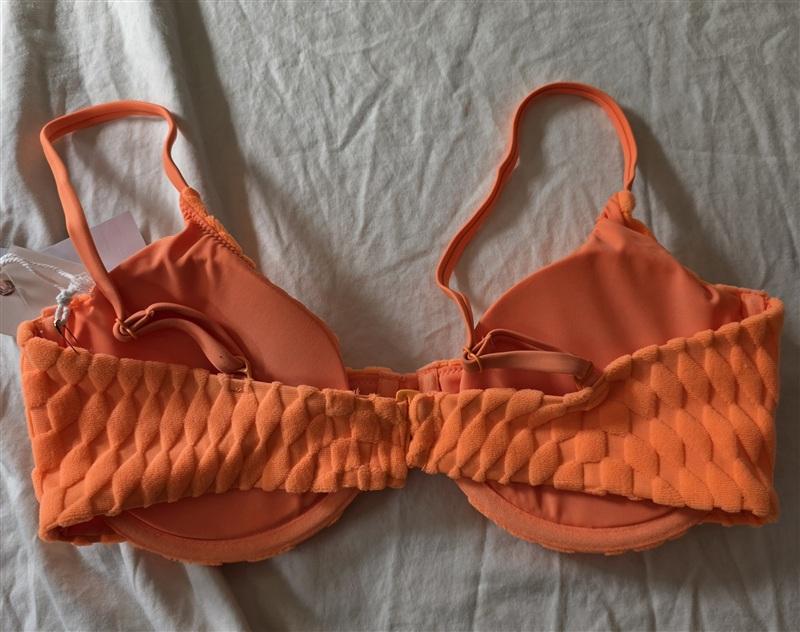 NWT Good American 2 Or M Jacquard Better Orange Bikini Top Swimsuit 134909