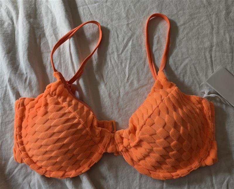 NWT Good American 2 Or M Jacquard Better Orange Bikini Top Swimsuit 134909