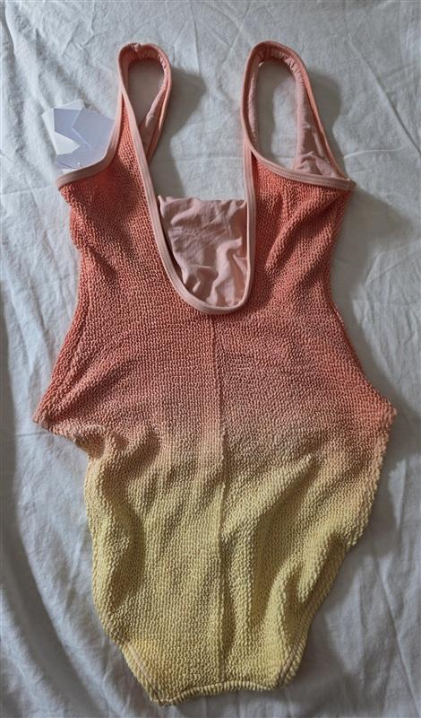 NWT Good American LayOut SM Med 1PC Swimsuit Ombre Orange Yellow 134911