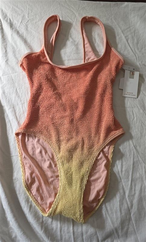 NWT Good American LayOut SM Med 1PC Swimsuit Ombre Orange Yellow 134911