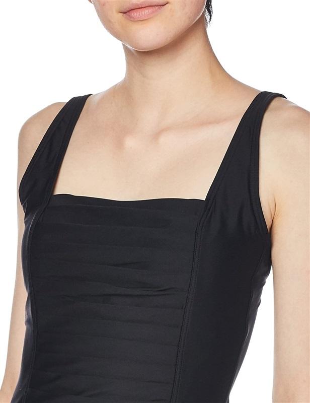 NWT Calvin Klein 8 Square Neck Pleated 1pc Black Swimsuit 134912