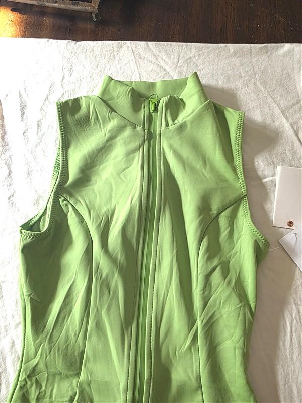 NWT Good American XS Scuba Zip Up One Piece Swimsuit Lime Green 134913