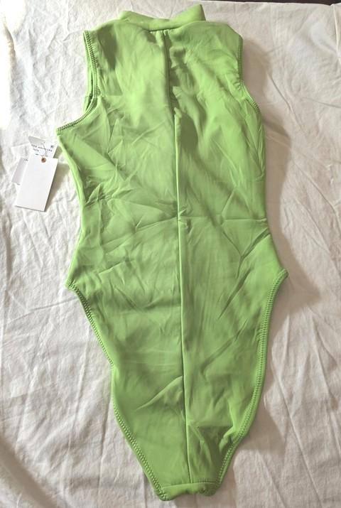 NWT Good American XS Scuba Zip Up One Piece Swimsuit Lime Green 134913
