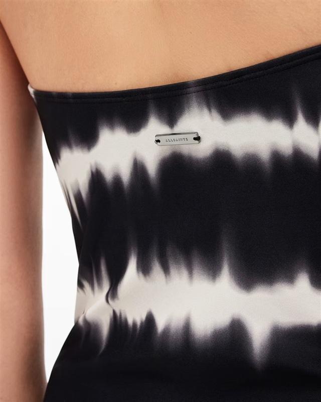 NWT All Saints S Curtis Bandeau Tie Dye Swimsuit Stripe 134919