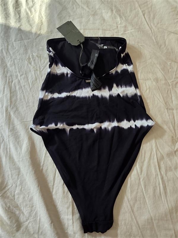 NWT All Saints S Curtis Bandeau Tie Dye Swimsuit Stripe 134919