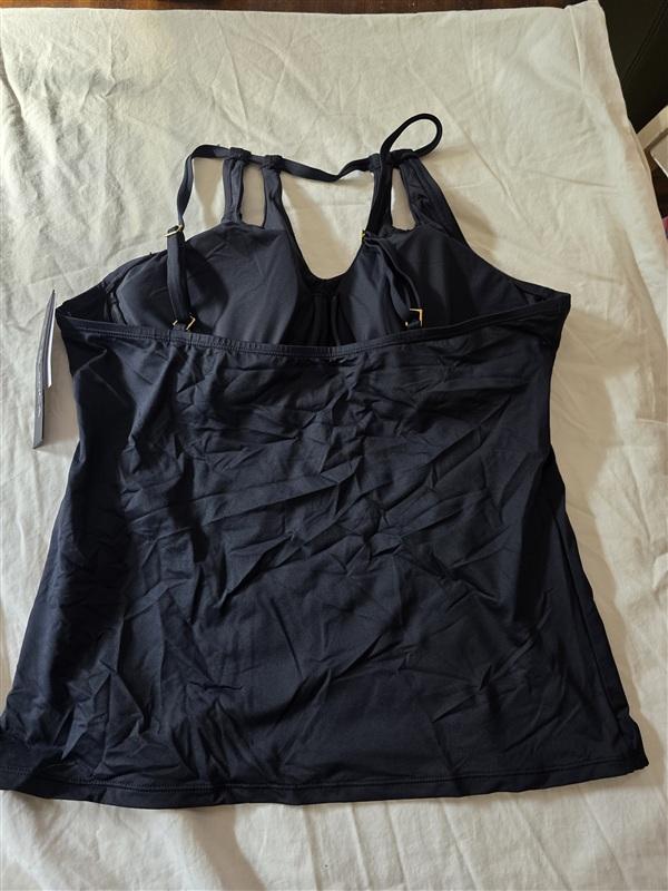 NWT La Blanca 14 Keyhole Tankini Top Black 134936