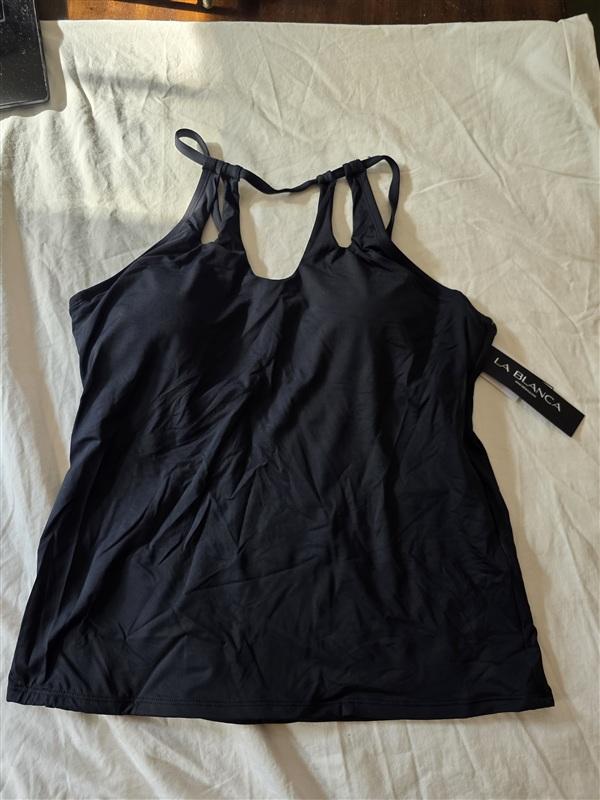 NWT La Blanca 14 Keyhole Tankini Top Black 134936