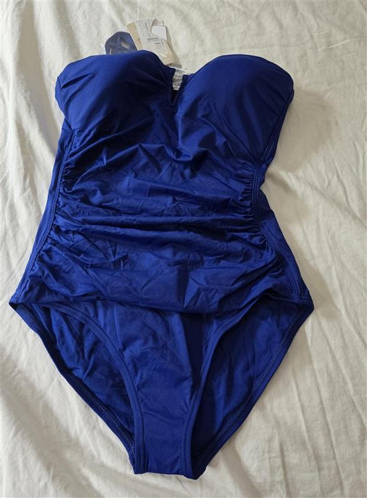 NWT Tommy Bahama 6 Pearl Solids V Wire Bandeau 1Pc Blue Swimsuit 134937