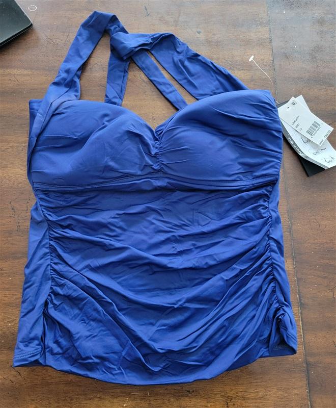 NWOT La Blanca Island Goddess SZ 12 Halter Bandeau Tankini Swim Top Blue 134941
