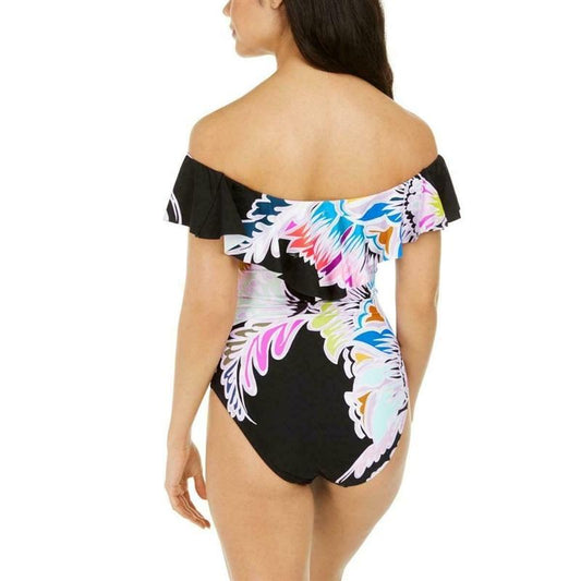 NWT Trina Turk 8 Seychelles Off Shoulder Ruffle Maillot 1PC Swimsuit 134942