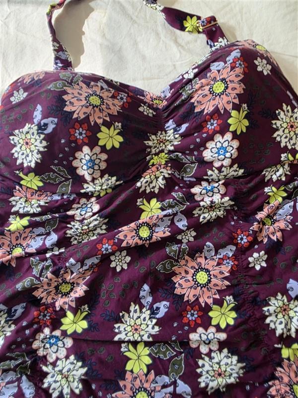 NWOTD Anne Cole 20W Live In Color Twist Front Floral 1PC Swim Wine 134944