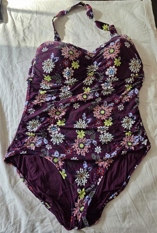 NWOTD Anne Cole 20W Live In Color Twist Front Floral 1PC Swim Wine 134944