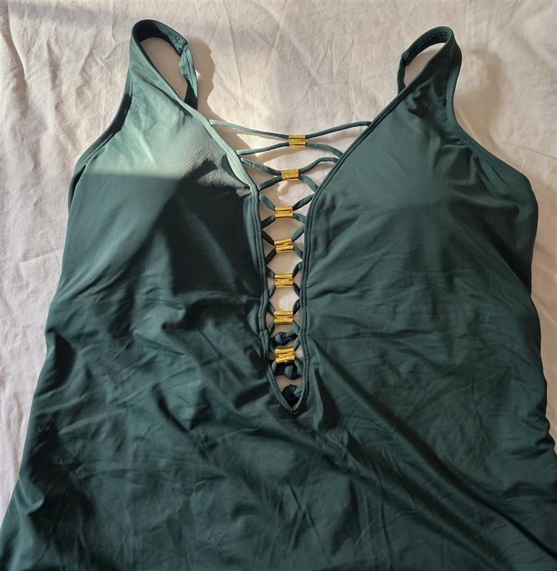 NWT Bleu by Rod Beattie 14 Lace-Up Knotty 1PC Black White Swimsuit 134945