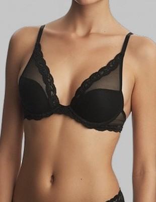 NWoT Natori 32DDD Feathers Bra Plunge Contour Style 730023 Black 134954