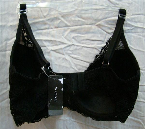 NWoT Natori 32DDD Feathers Bra Plunge Contour Style 730023 Black 134954