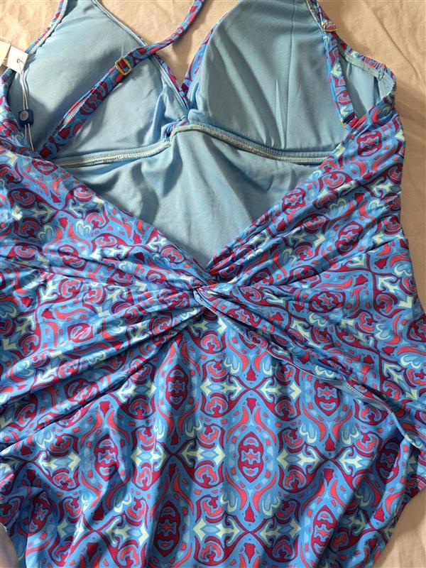 NWT Bleu by Rod Beattie 14 St Tropez Deep V Neck Twisted 1PC Swimsuit 134955