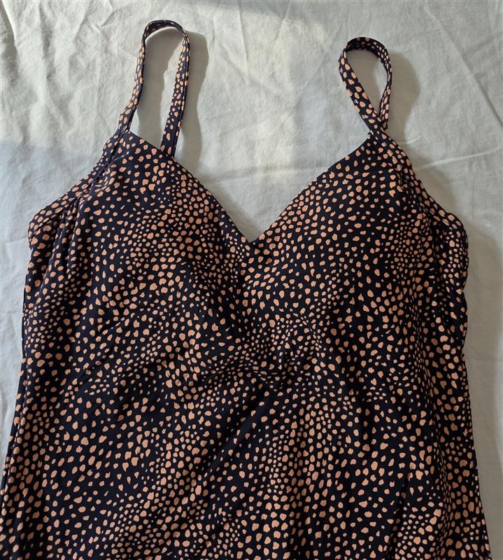 NWOT Seafolly 8 US Spotted Dot Black Orange V One Piece Maillot Swimsuit 134960