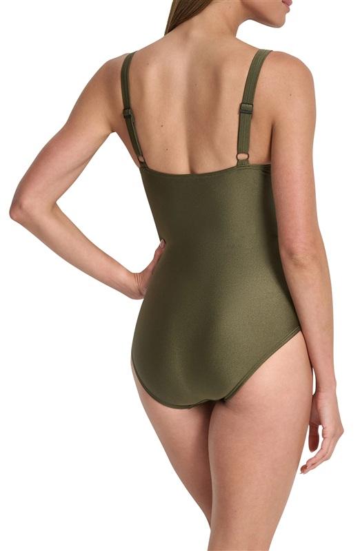 NWT DKNY Starburst XL Olive Green One Piece Maillot Swimsuit 134965