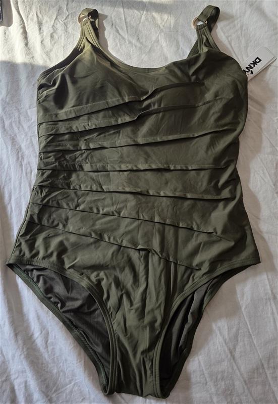NWT DKNY Starburst XL Olive Green One Piece Maillot Swimsuit 134965