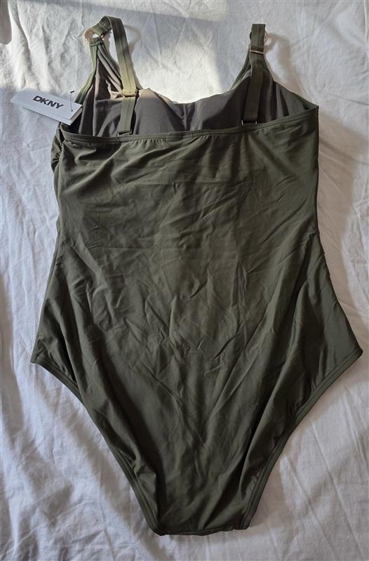 NWT DKNY Starburst XL Olive Green One Piece Maillot Swimsuit 134965