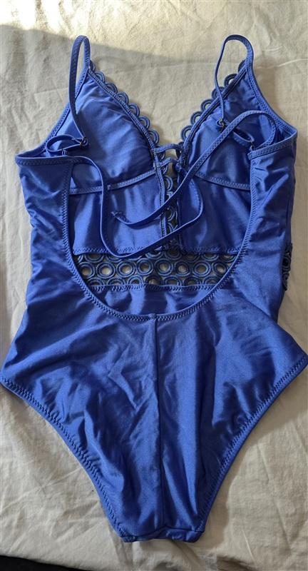NWOT Becca S Siren Circle Open lace 1PC Swimsuit Blue 134967