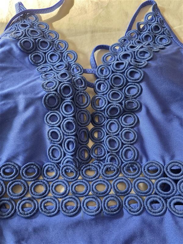 NWOT Becca S Siren Circle Open lace 1PC Swimsuit Blue 134967