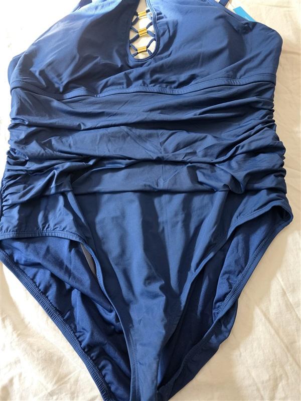 NWT Bleu by Rod Beattie 20W Lace-Up Knotty 1PC Blue Swimsuit 134968